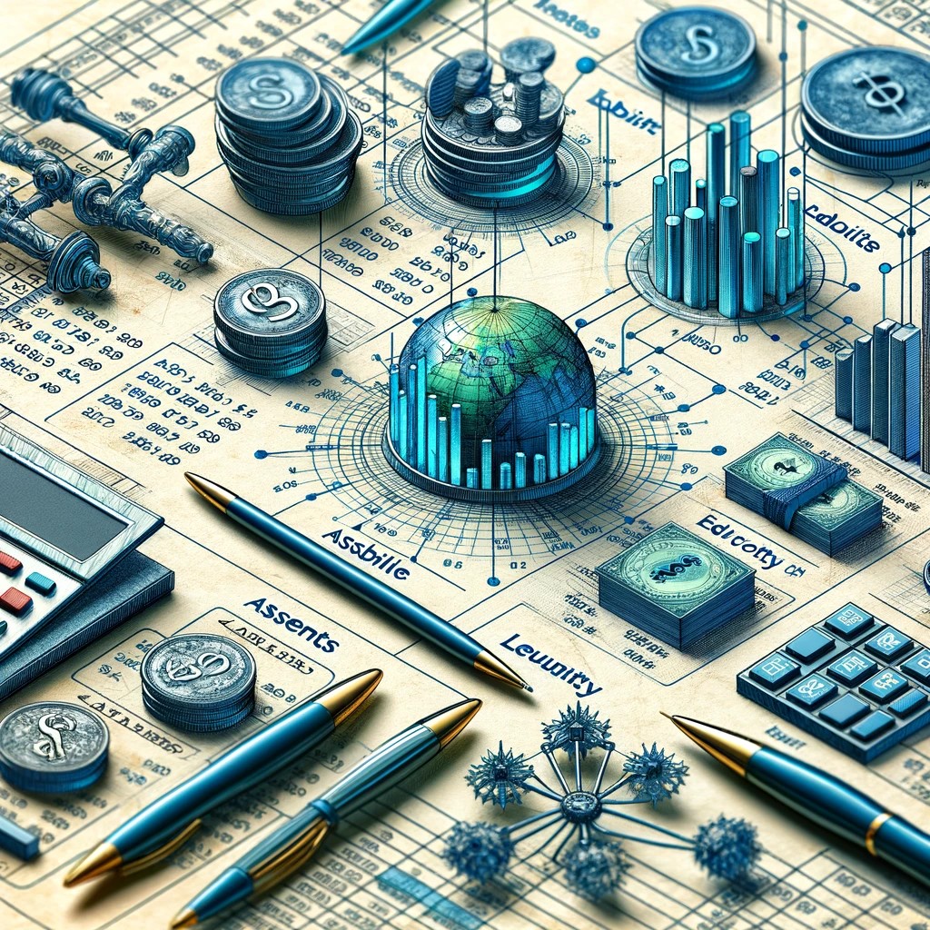 DALL·E 2024-07-28 16.24.16 - A detailed image of a balance sheet with various financial items listed under assets, liabilities, and equity, representing the basics of financial ac